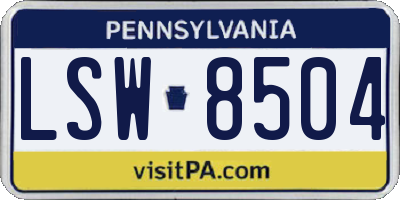 PA license plate LSW8504