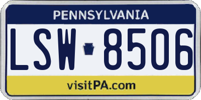 PA license plate LSW8506