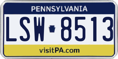 PA license plate LSW8513
