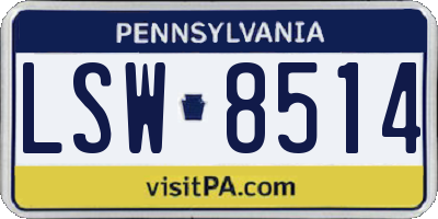 PA license plate LSW8514