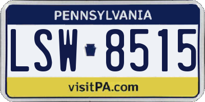 PA license plate LSW8515