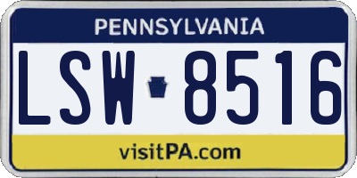PA license plate LSW8516