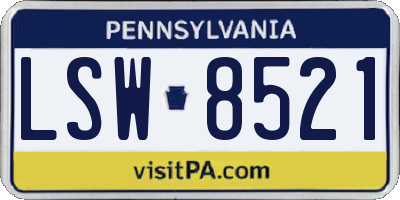 PA license plate LSW8521