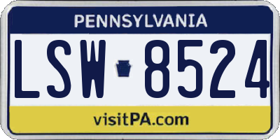 PA license plate LSW8524