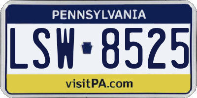 PA license plate LSW8525