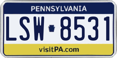 PA license plate LSW8531