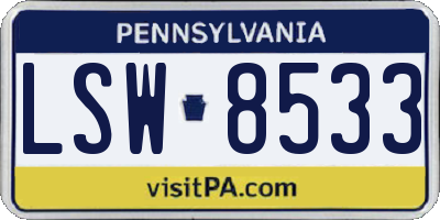 PA license plate LSW8533