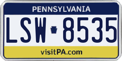 PA license plate LSW8535
