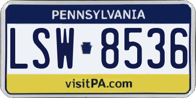 PA license plate LSW8536