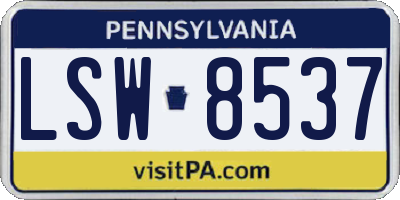 PA license plate LSW8537