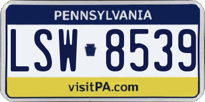 PA license plate LSW8539