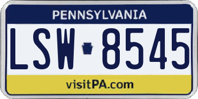 PA license plate LSW8545