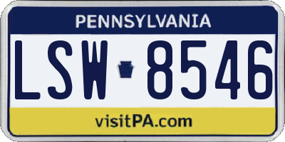 PA license plate LSW8546