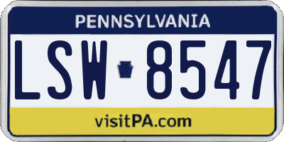 PA license plate LSW8547