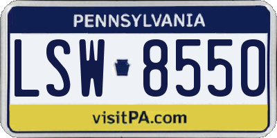 PA license plate LSW8550