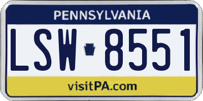 PA license plate LSW8551