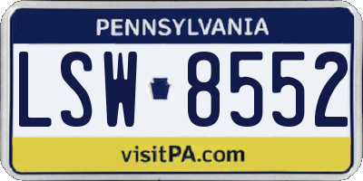 PA license plate LSW8552