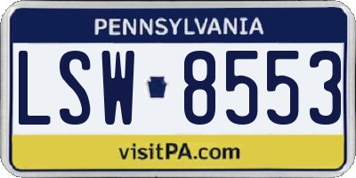 PA license plate LSW8553
