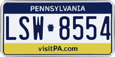 PA license plate LSW8554
