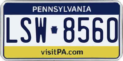 PA license plate LSW8560
