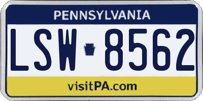 PA license plate LSW8562