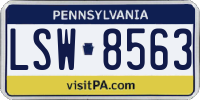 PA license plate LSW8563