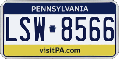 PA license plate LSW8566
