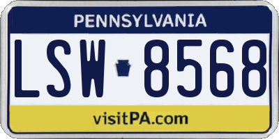 PA license plate LSW8568