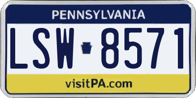 PA license plate LSW8571