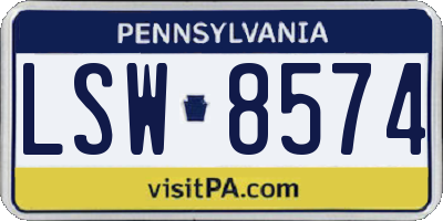 PA license plate LSW8574