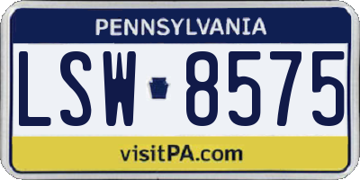 PA license plate LSW8575