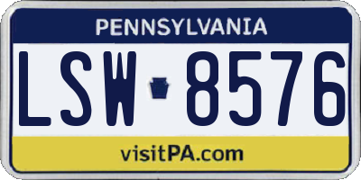 PA license plate LSW8576