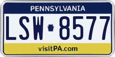 PA license plate LSW8577