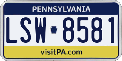 PA license plate LSW8581