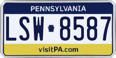 PA license plate LSW8587