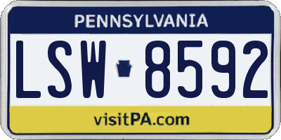 PA license plate LSW8592