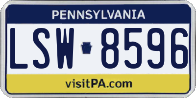 PA license plate LSW8596
