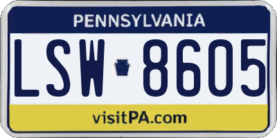 PA license plate LSW8605