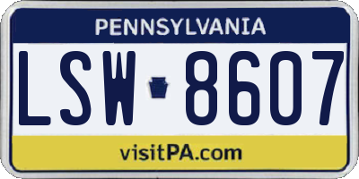 PA license plate LSW8607