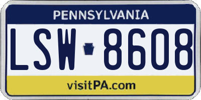 PA license plate LSW8608