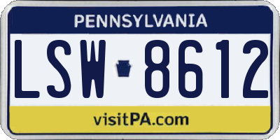PA license plate LSW8612