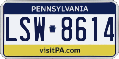 PA license plate LSW8614