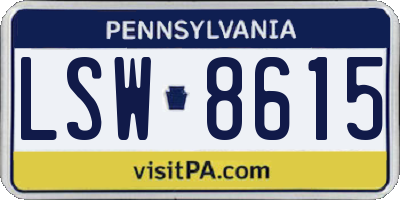 PA license plate LSW8615