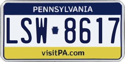 PA license plate LSW8617