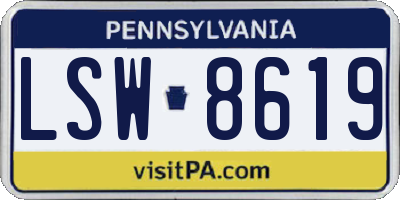 PA license plate LSW8619