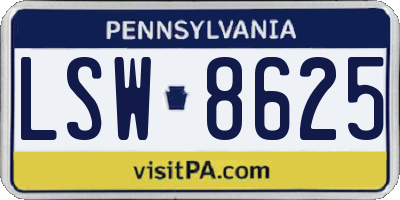 PA license plate LSW8625