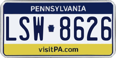 PA license plate LSW8626