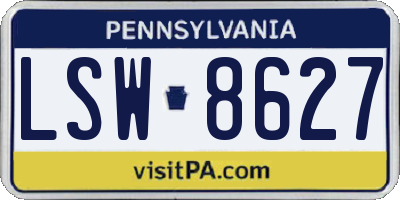 PA license plate LSW8627