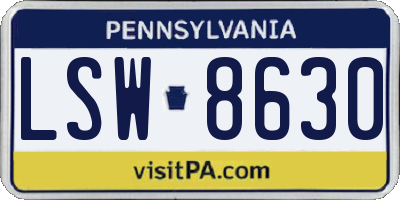 PA license plate LSW8630