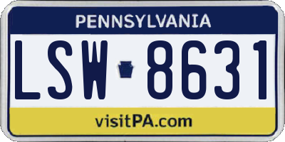 PA license plate LSW8631